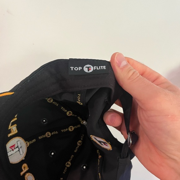 Top Flite Golf Hat Cap Adjustable Strap-back Black Strata‎ Adult New - Picture 6 of 7